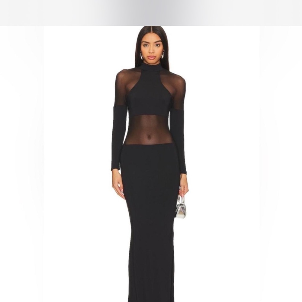 SER.O.YA Black Sheer Maxi Dress